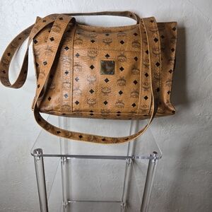 MCM Tan Leather Tote Bag
